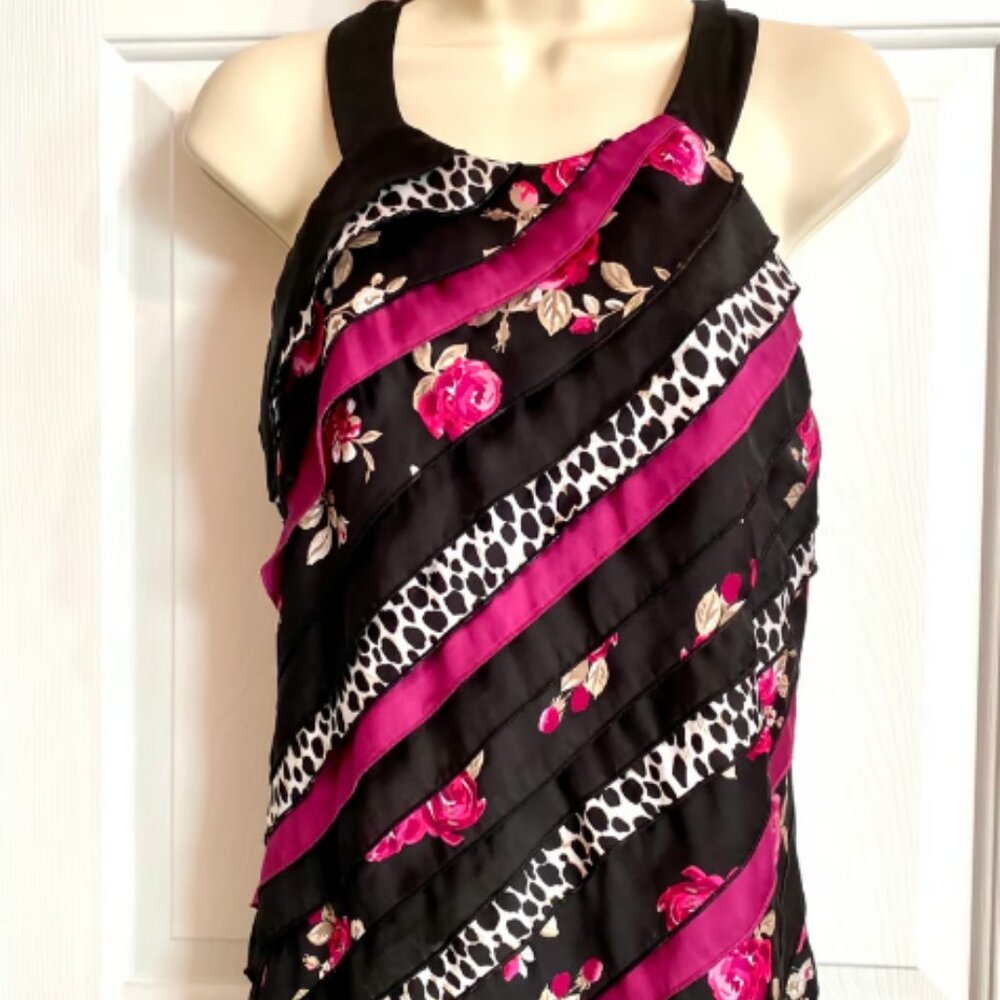 WHBM Mixed Print Layered Halter Top